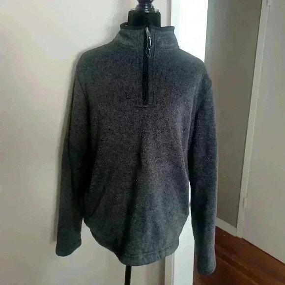 Orvis Mens Dark Gray and Black Sherpa Lined 1/4 Zip Sweater  M - Picture 3 of 16